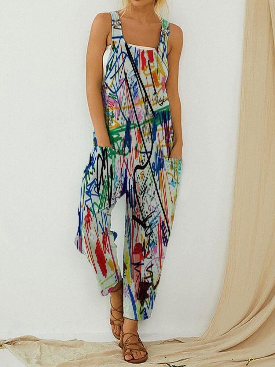 Printed graffiti art jumpsuit