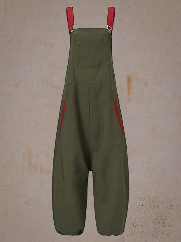 Blue & Green Pocket Harem Jumpsuit