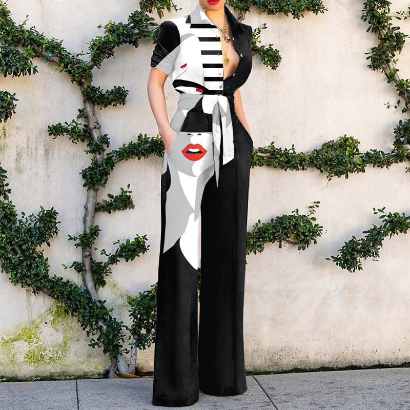 Fashion art print jumpsuit