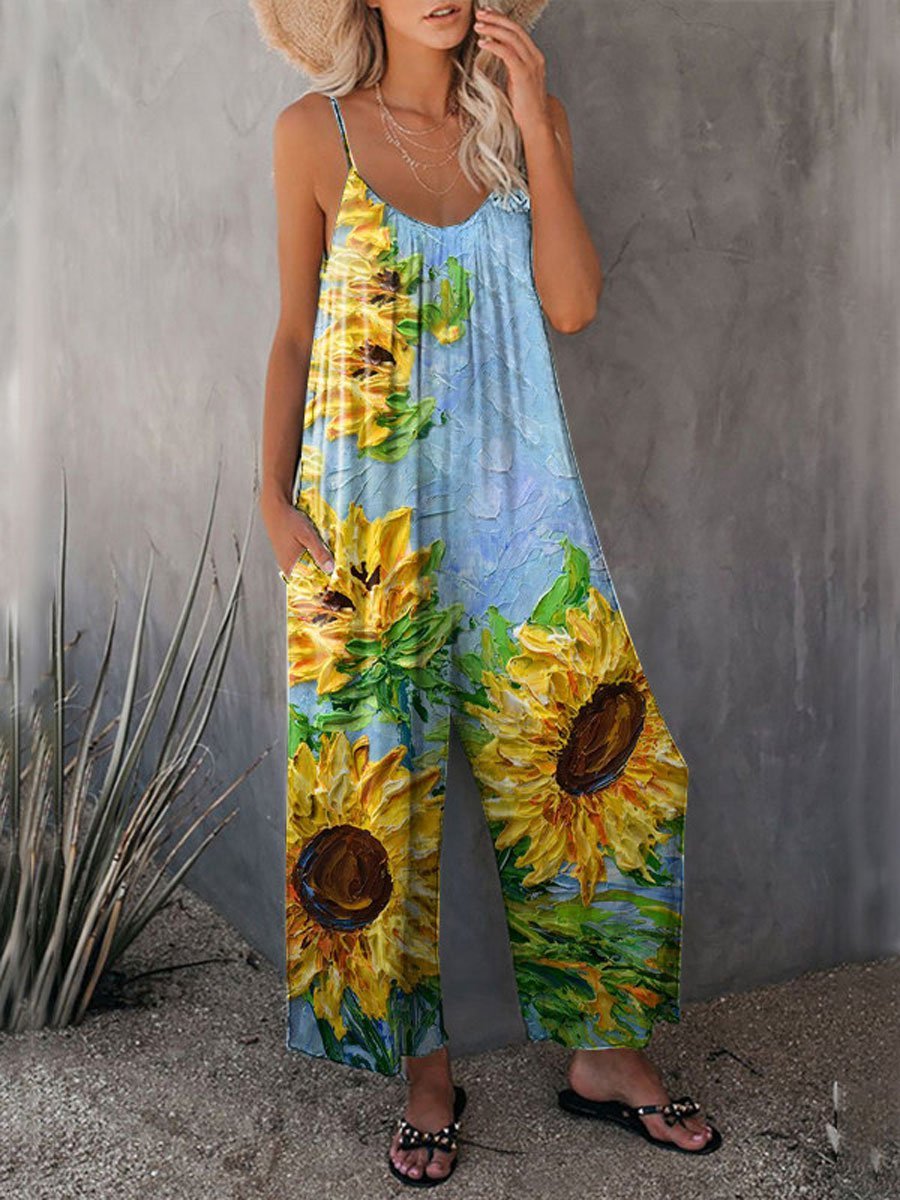 Ladies casual floral jumpsuit