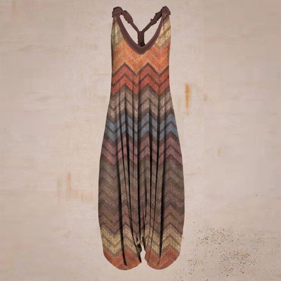 Texture Ethnic Print Harun Suspender Pants