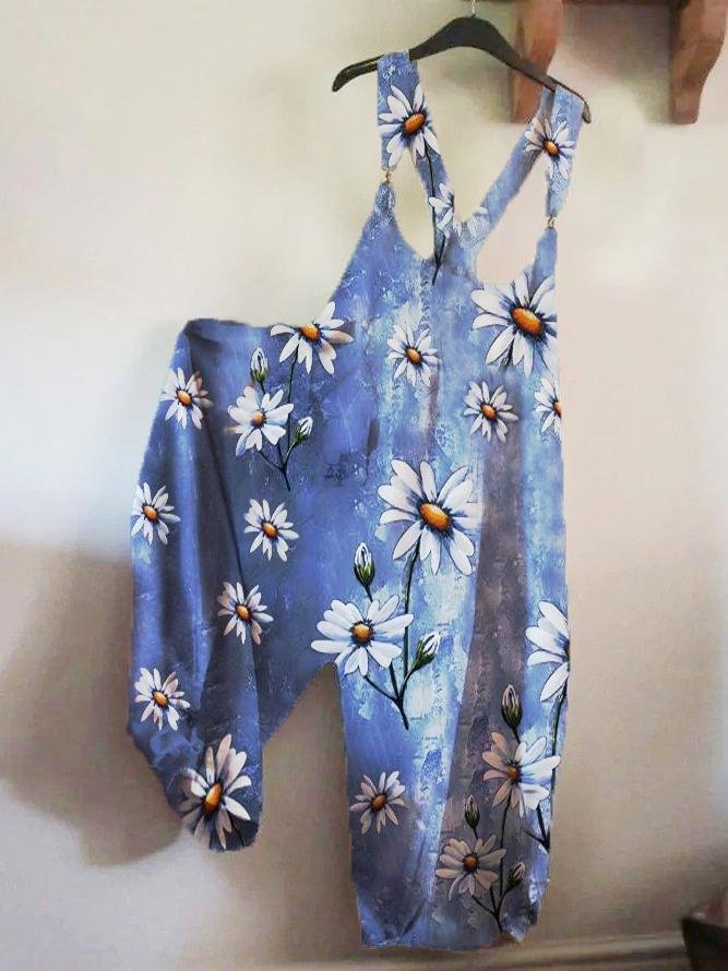 Crew Neck Sleeveless Floral Vintage Jumpsuit