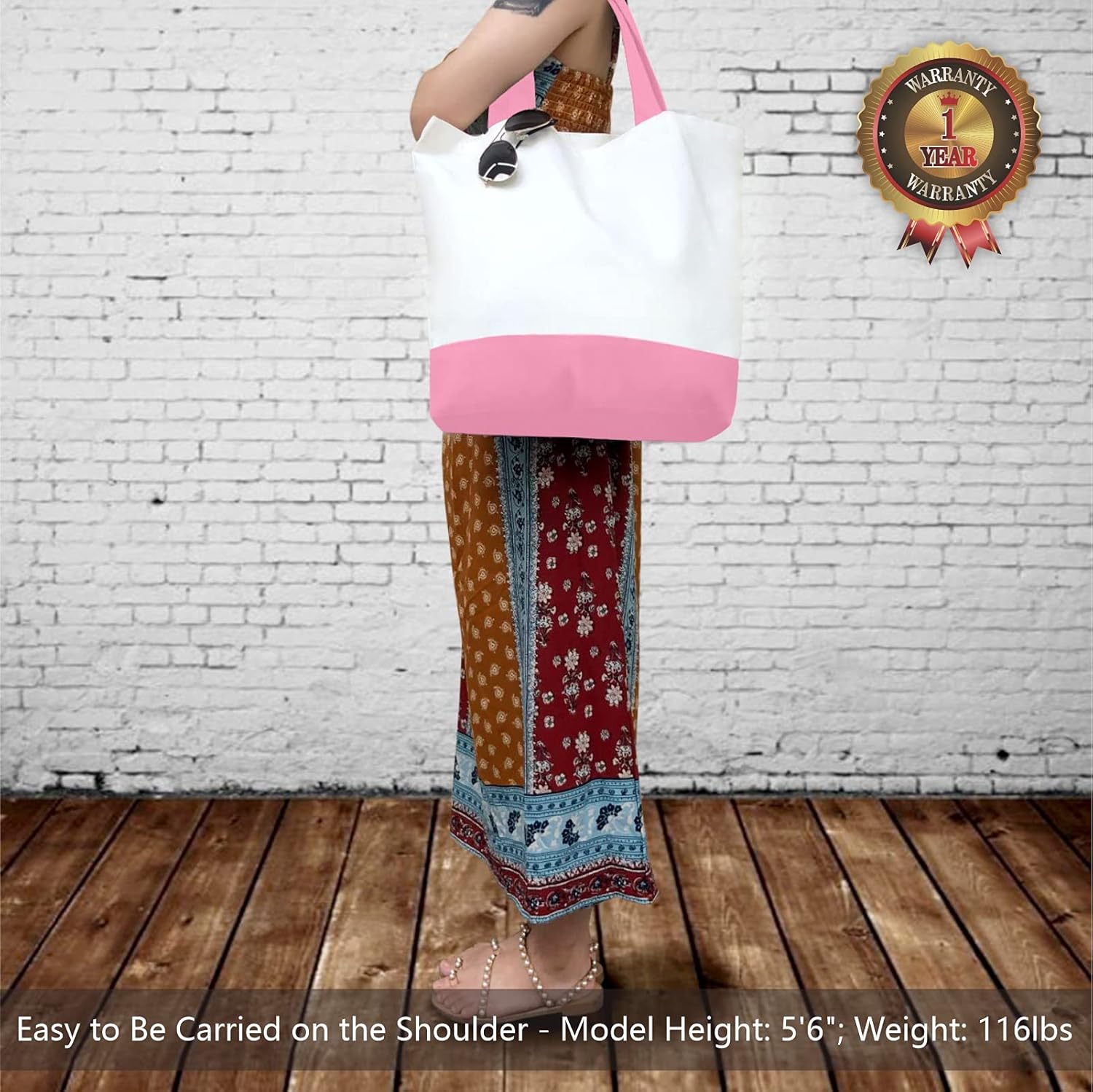 TOPDesign 12-Pack Super Strong Large 12oz Cotton Canvas Tote Bags, Reusable Grocery Shopping Cloth Bags, Fashionable Two-Tone Totes for Crafts, DIY Your Creative Designs