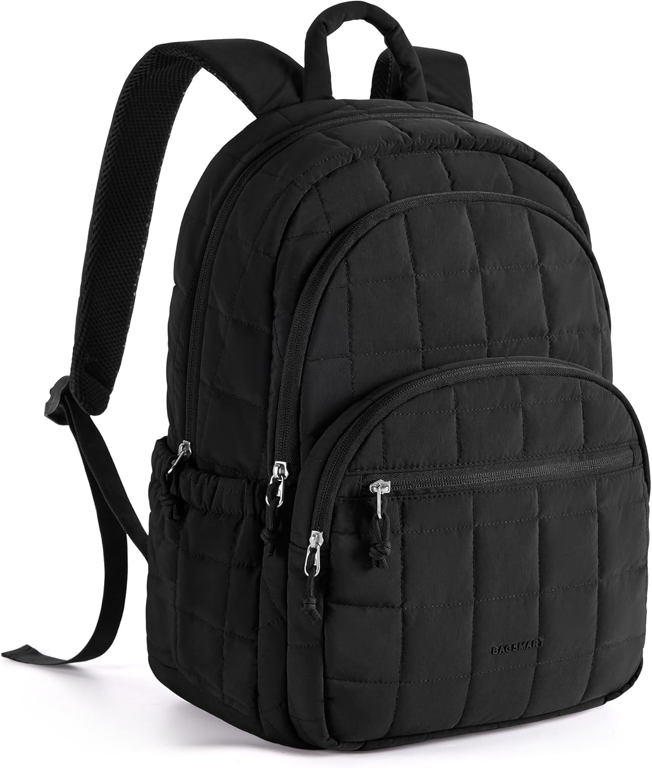 BAGSMART College Laptop Backpack, Travel Laptop Backpack for Women, Quilted Casual Daypack, Water-Resistant Bookbag for 15.6 Inch Laptop, Pink