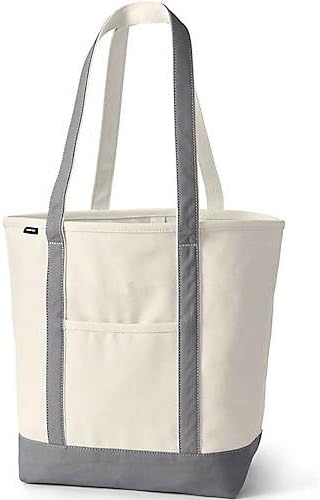 Lands' End Open Top Long Handle Canvas Tote Bag