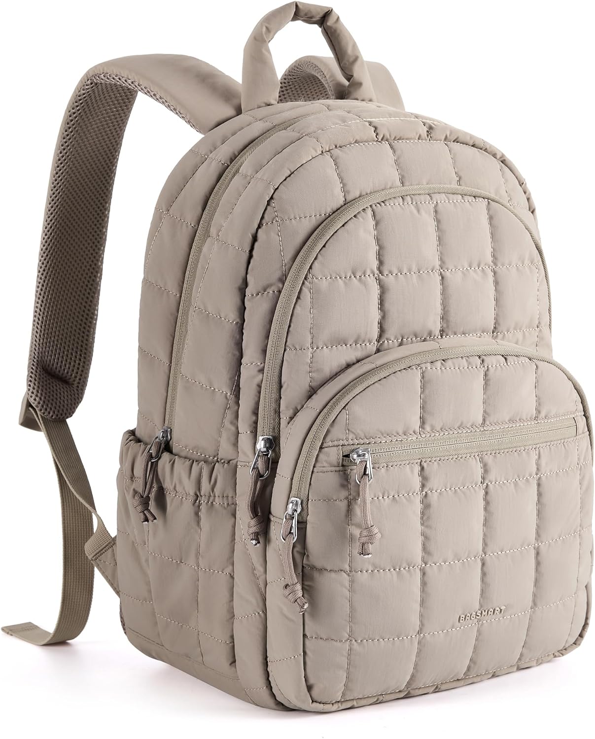 BAGSMART College Laptop Backpack, Travel Laptop Backpack for Women, Quilted Casual Daypack, Water-Resistant Bookbag for 15.6 Inch Laptop, Pink